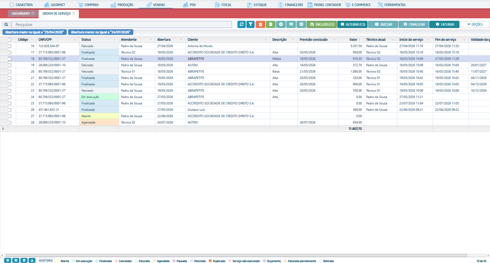 Tela do sistema ERP da Otimizer — 4
