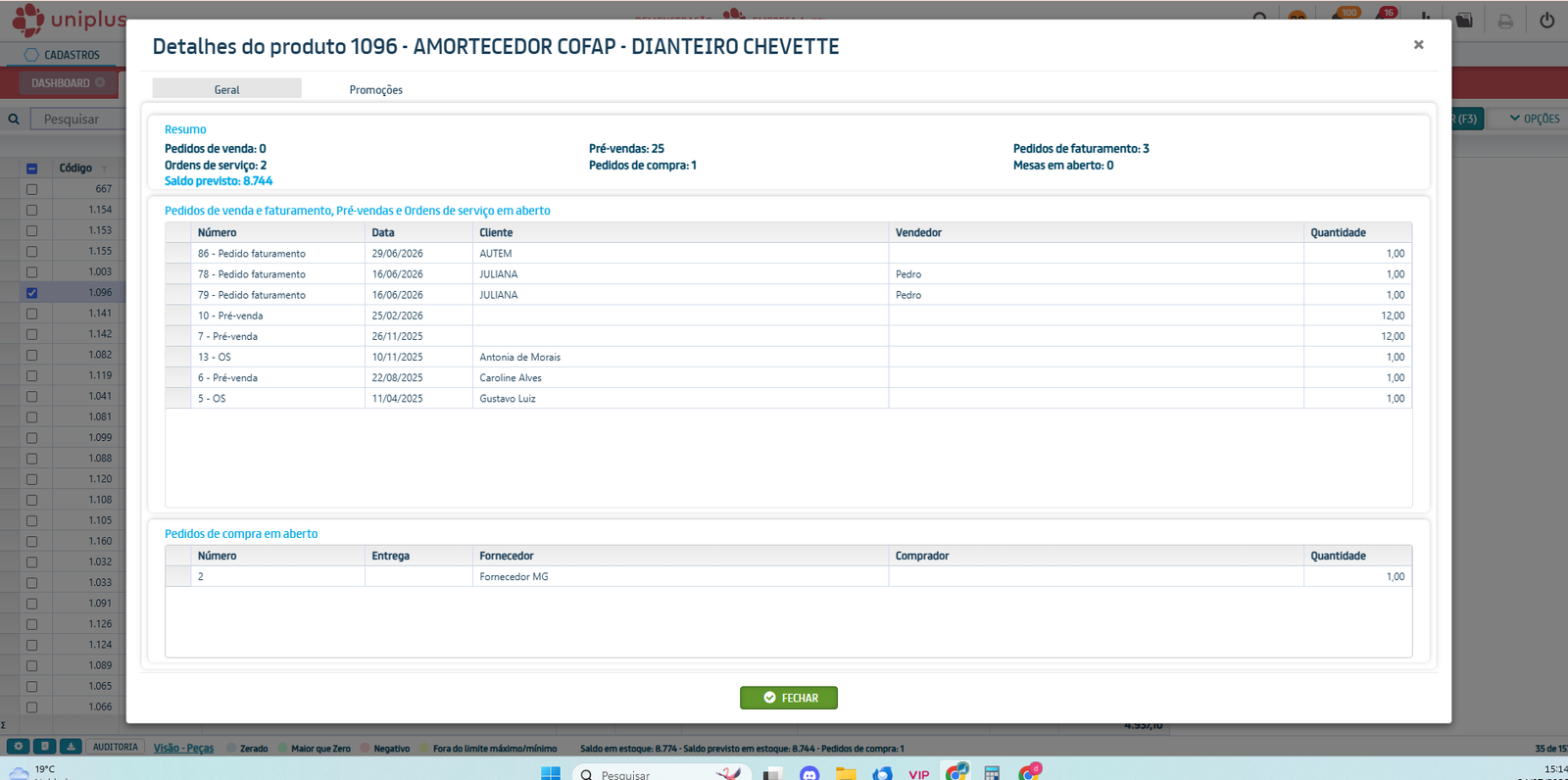 Tela do sistema ERP da Otimizer — 6