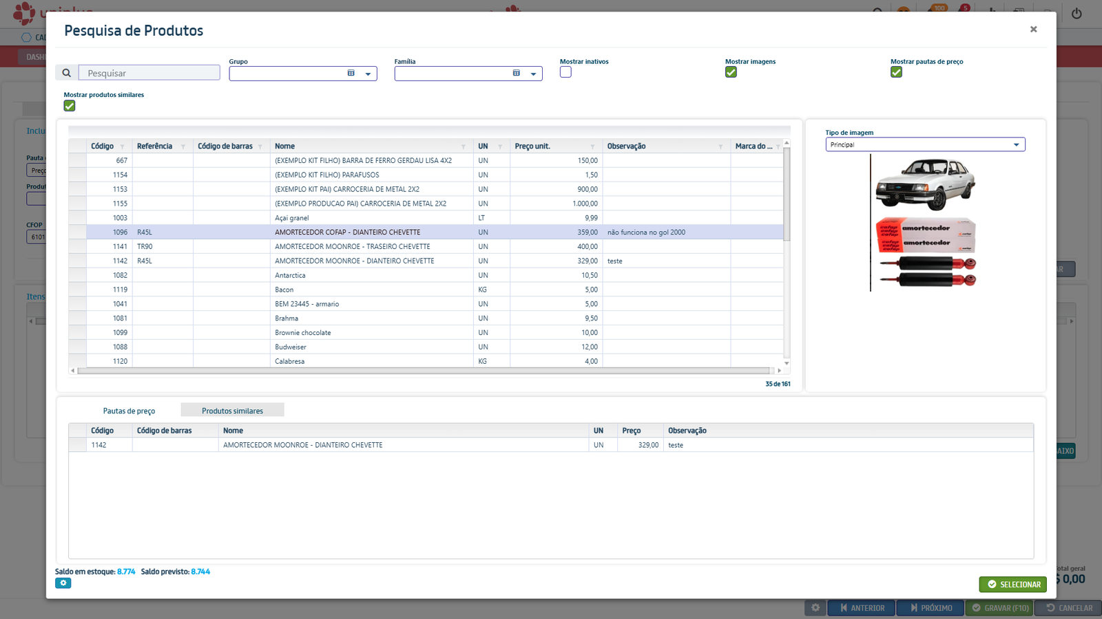 Tela do sistema ERP da Otimizer — 9