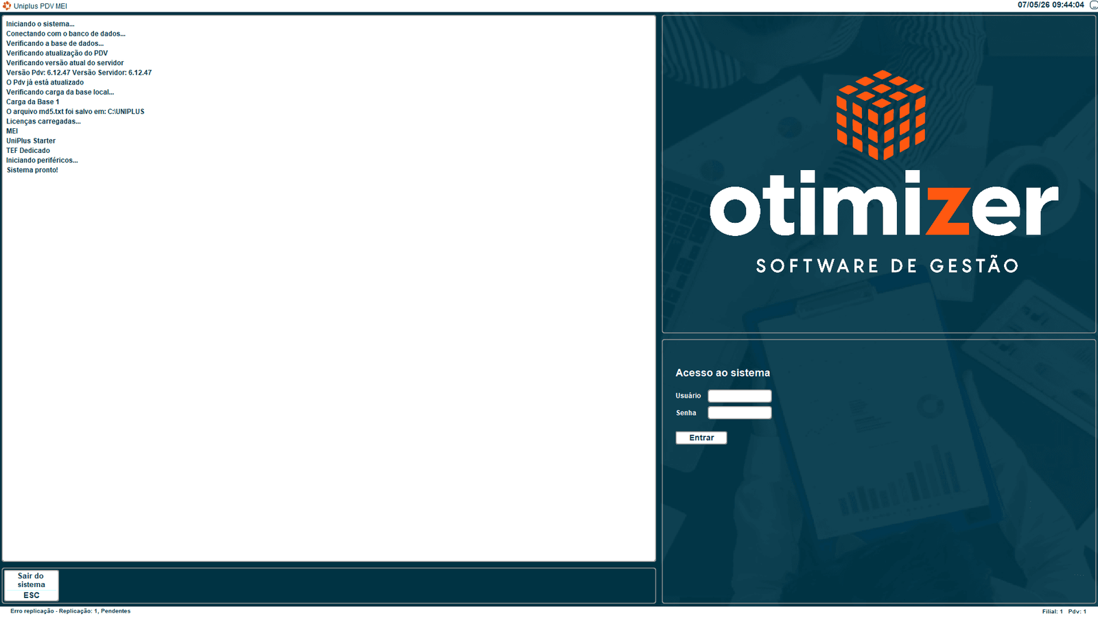 Tela do sistema ERP da Otimizer — 10